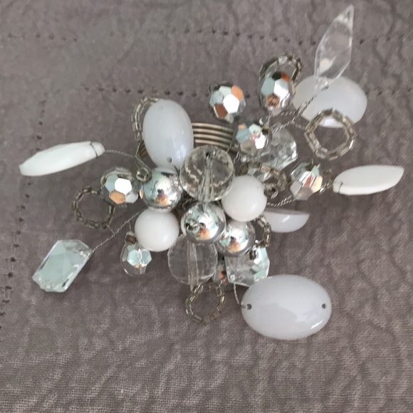 Pier 1 Imports Elegant Beaded Napkin Rings: Set of Six with cake knife. - Picture 3 of 9